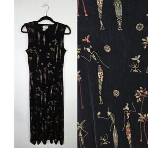 Vintage Coldwater Creek Maxi Dress Boho African Tribal Slinky Whimsi Goth SZ 6